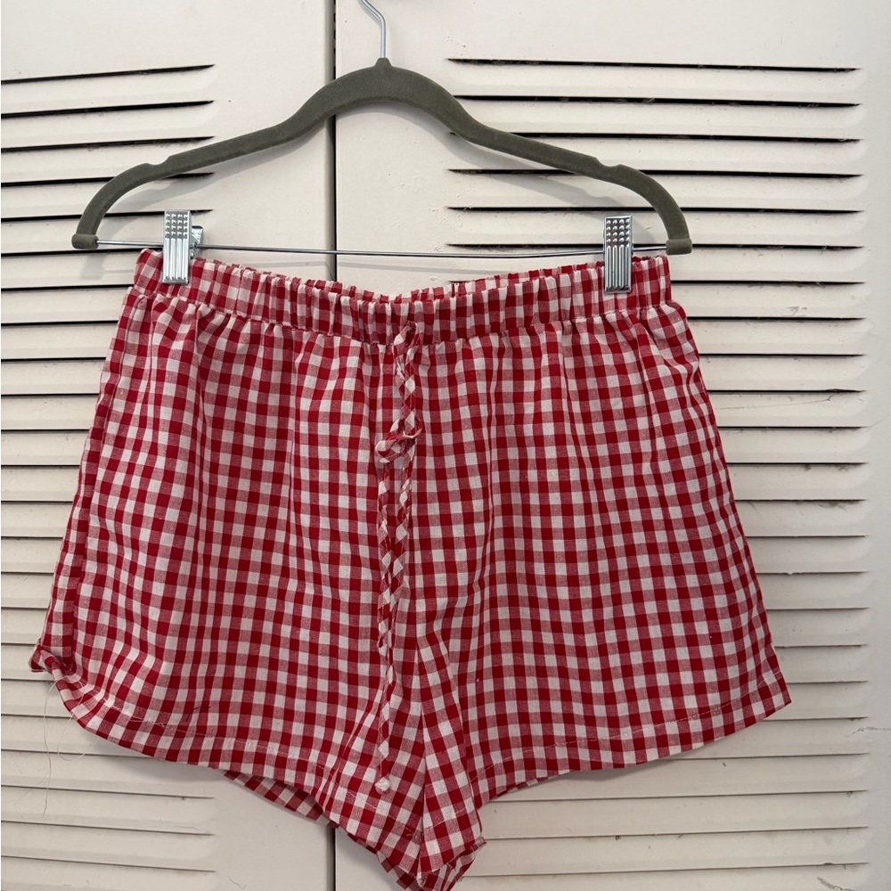 Red Gingham Women's Boxer Shorts #025